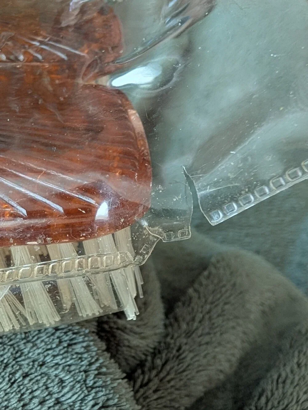 Vintage Dresser Amber Plastic Hair Brush Set